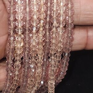 Vintage Eugene  Pink crystal Multi Strand Necklace Filigree Clasp 14.5"